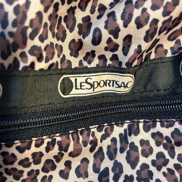 Lesportsac LEOPARD BACKPACK BLACK BROWN ANIMAL PRINT CHEETAH TRAVEL Candace - Picture 2 of 16